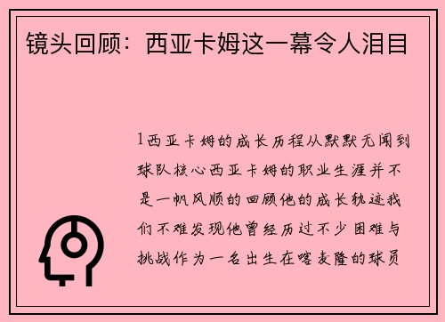镜头回顾：西亚卡姆这一幕令人泪目